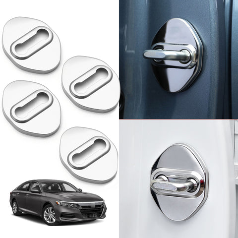 Steel Silver Door Lock Lockstitch Decor Cover Trim 4x For Honda Toyota Subaru Mazda Hyundai Kia