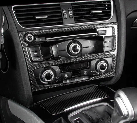 Carbon Fiber Center Console Air Condition CD Panel Frame Cover Trim Sticker For Audi A4 A5 Q5