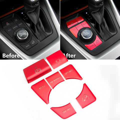 Red Gear Accessories P Gear Brake Hold Function Button Frame Trims 7 Pieces For Toyota RAV4 2019