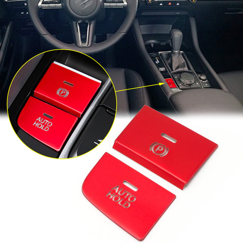 Red Interior Parking Accessories P-Gear P Gear Brake Hold Function Button Frame Trims For Mazda 3 Axela 2019 2020