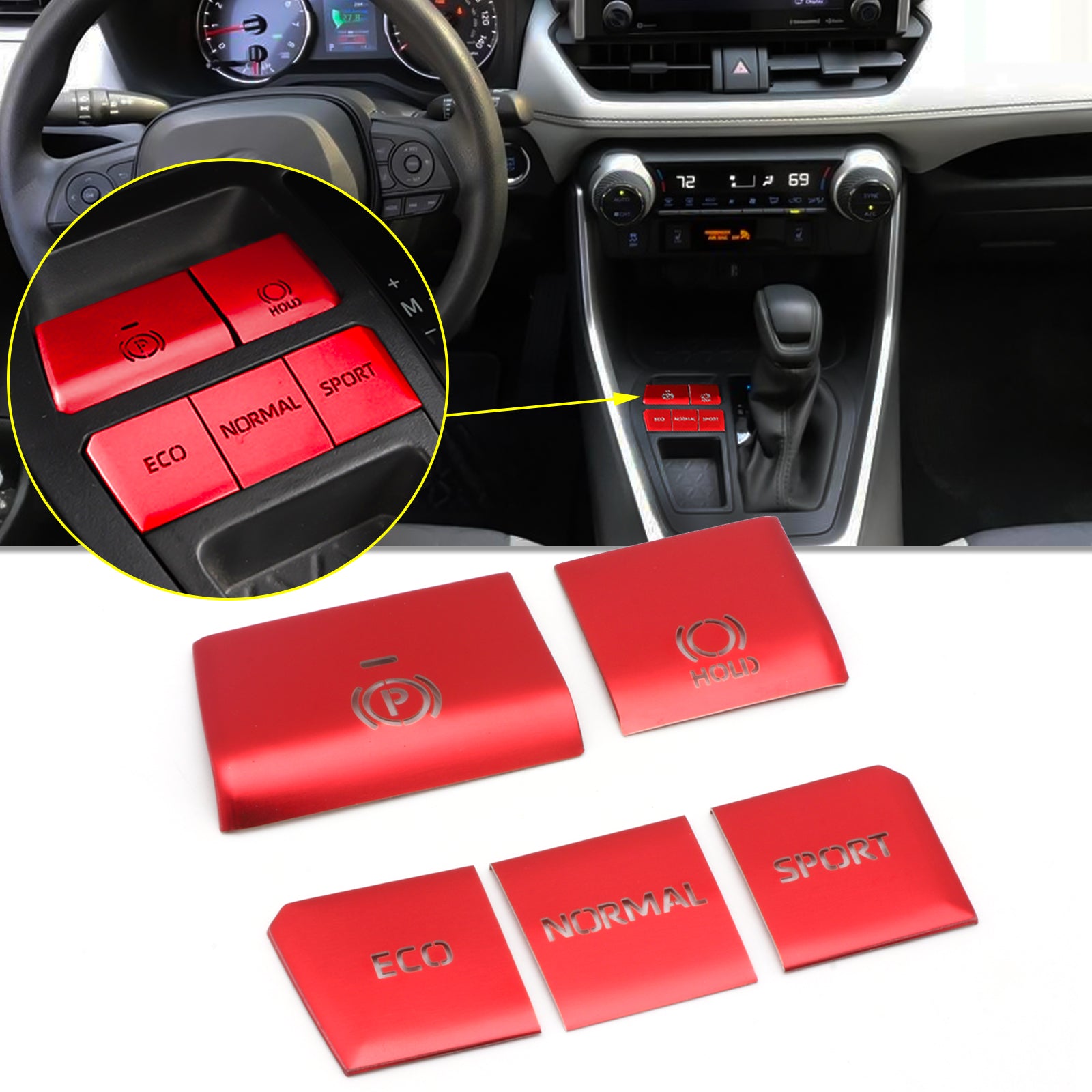 Red Gear P Gear Brake Hold Accessories Function Button Frame