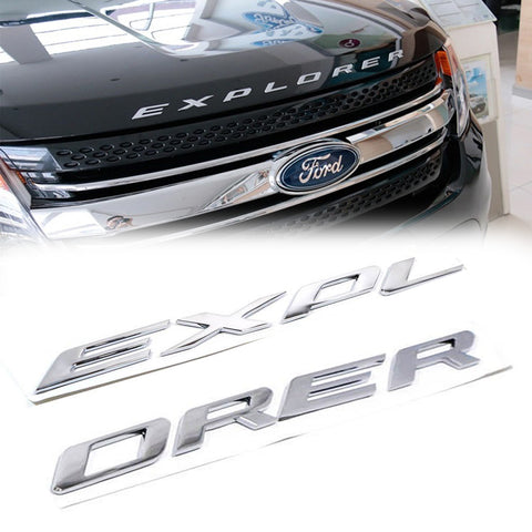 EXPLORER Emblem Decal Sticker Front Hood Rear Trunk Badge For Ford Matte Silver Chrome/Matte Black/Silver