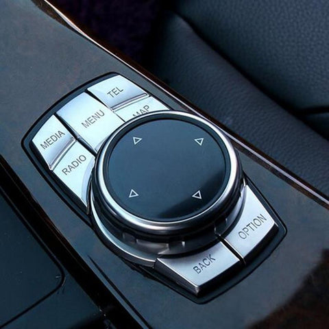 iDrive Interior Multi-Media Control Button Cover 7-Button Trims Stickers Aluminum Alloy Wire Drawing Decoration for BMW 2 3 4 5 6 X1 X3 X4 X5 X6 i3 Z4 M Series