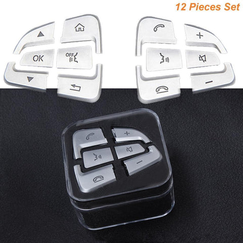 12pcs Steering Wheel Button Cover Trims for Mercedes A B C Class CLS GLA GLE GLS