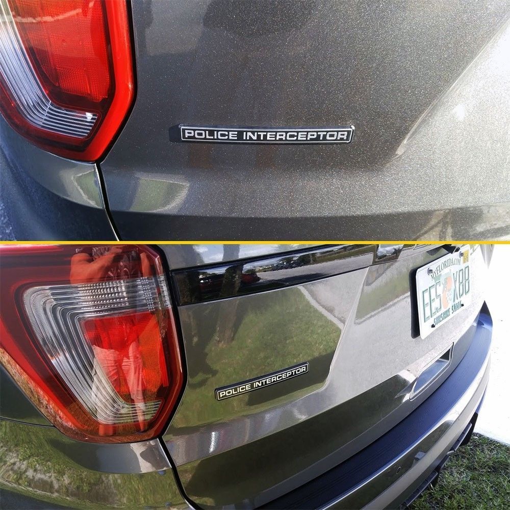 Police Interceptor Badge Metal Rear Side Emblem for Ford Explorer Crow ...