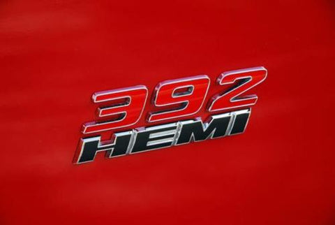 2pcs 392 HEMI Emblem Badge Plate Decal with Stickers for Dodge Challenger SRT 6.4L SRT8 Jeep  [red] \ [red+black]