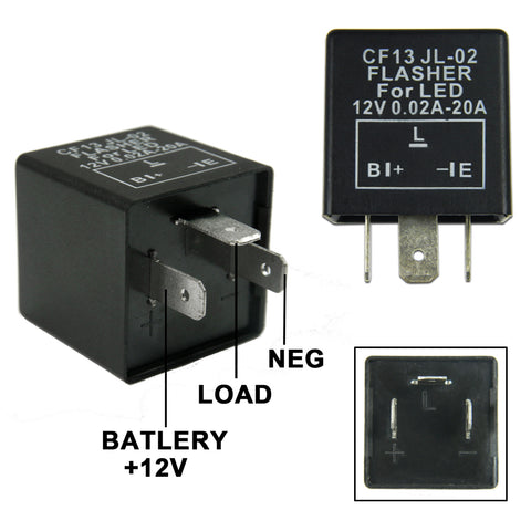 3-Pin CF-13 CF13 EP34 Electronic Flasher Relay Fix Compatible With LED Turn Signal Light Bulbs