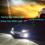 2PCS 9005 9006 Dual Color White \ Amber COB LED Fog Light Daytime Running Light