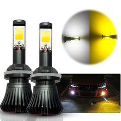 880 881 Dual Color 6000K White 3500K Yellow Switch COB LED Bulbs Fog Light Lamps