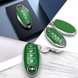Smart Key Fob Cover Case Holder Soft TPU Full Cover Protection For Nissan Altima Maxima Murano Sentra Versa Pathfinder Armada 4 Button Keyless Entry Remote, Green