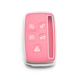 Key Fob Cover for Range Rover Evoque Velar Discovery Sport Land Rover LR2 LR4 Freelander,Jaguar XF XJ XE F-PACE F-TYPE 5 Buttons,Soft TPU Protective Key Shell Case Smart Remote Entry,Pink
