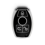 For Mercedes Benz Key Fob Cover, Key Fob Case for Mercedes Benz C E M S CLA CLS CLK GLC GLK G Class Soft TPU Full Cover Protection Smart Remote Keyless Entry Key Fob Shell, Black