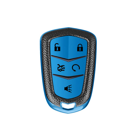 Blue TPU Remote Smart Keyless Key Cover Shell Case For Cadillac ATS CT6 XT5 Escalade