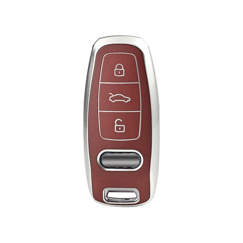 Red Soft TPU Leather Anti-dust Full Seal Remote Key Fob Cover For Audi A6L A7 A8