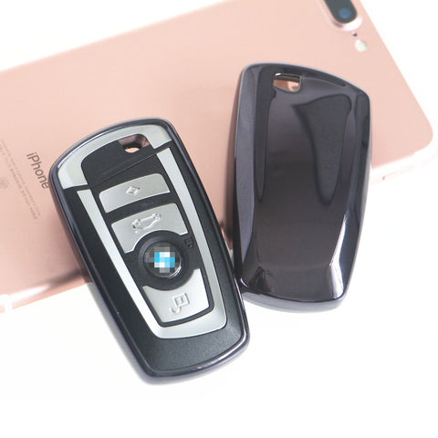 Glossy TPU Remote Smart Key Cover Fob Case Shell Cap Fit BMW 1 3 4 Series[Silver/Gold/Pink/Black]