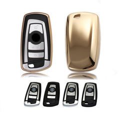 Glossy TPU Remote Smart Key Cover Fob Case Shell Cap Fit BMW 1 3 4 Series[Silver/Gold/Pink/Black]