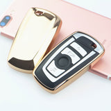 Glossy TPU Remote Smart Key Cover Fob Case Shell Cap Fit BMW 1 3 4 Series[Silver/Gold/Pink/Black]