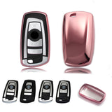 Glossy TPU Remote Smart Key Cover Fob Case Shell Cap Fit BMW 1 3 4 Series[Silver/Gold/Pink/Black]