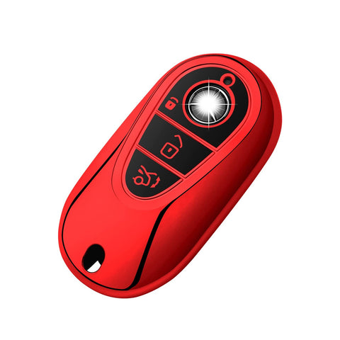 Red Soft TPU Full Protect Remote Key Fob Cover For Mercedes-Benz S-Class 2020+