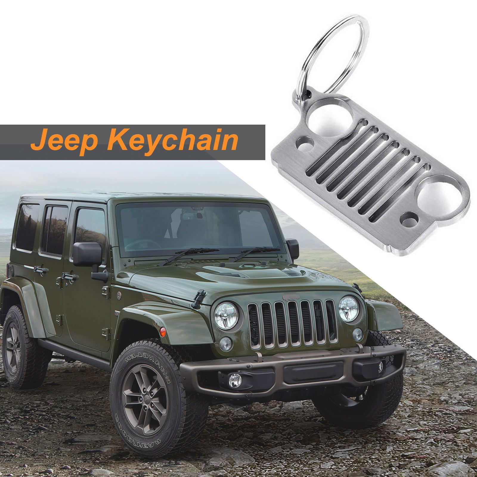 Metal Front Bumper Grill Shape Key Chain Fob Ring Keychain For Jeep [M