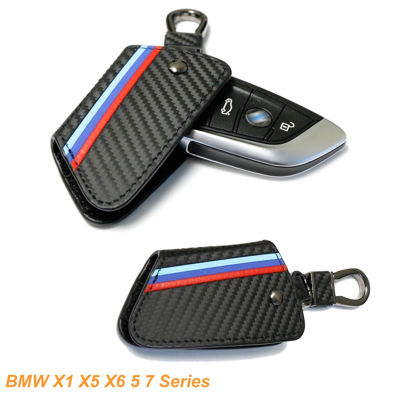 SLAKNOK Compatible with BMW Key Fob Cover with Leather Keychain,Soft  TPU Full Protection Key case Shell for X1 X2 X3 X5 X6 2 5 6 7 Series GT  etc. Smart Key