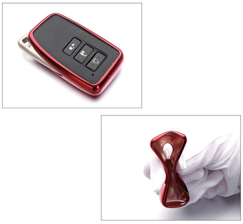 Red Glossy TPU Smart Key Cover Case FOB Shell Holder for Lexus IS GS LS ES NX RCss