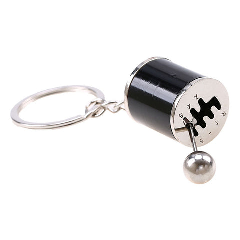 Metal Gear Shift Knob Stick Box Shifter 6-Speed Keychain Fob Ring for all Keys[Blue\Black\Red\Silver]