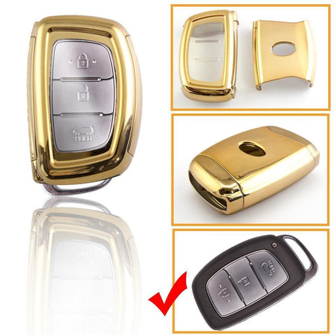 Full Cover Sport Black \ Silver \ Blue \ Red \ Gold \ Rose Gold TPU Key Fob Case For Hyundai Accent Santa Fe Elantra Tucson