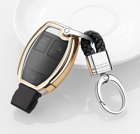 Full Protection TPU Smart Key Cover FOB for Mercedes Benz A E C S G Class - Black \ Silver \ Blue \ Red \ Gold \ Rose Gold