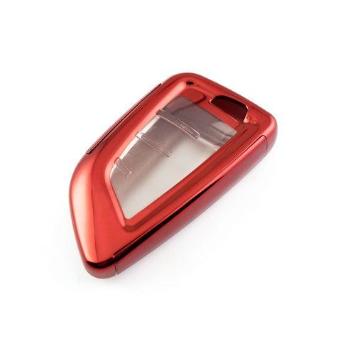 Red TPU Remote Smart Key Fob Shell Holder w/ Keychain For BMW 2 3 5 6 7 Series