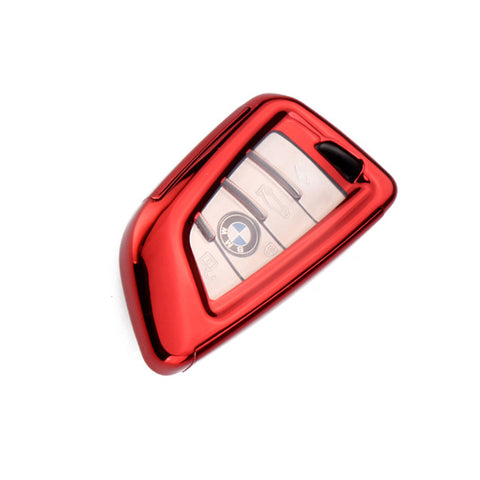 Red TPU Remote Smart Key Fob Shell Holder w/ Keychain For BMW 2 3 5 6 7 Series