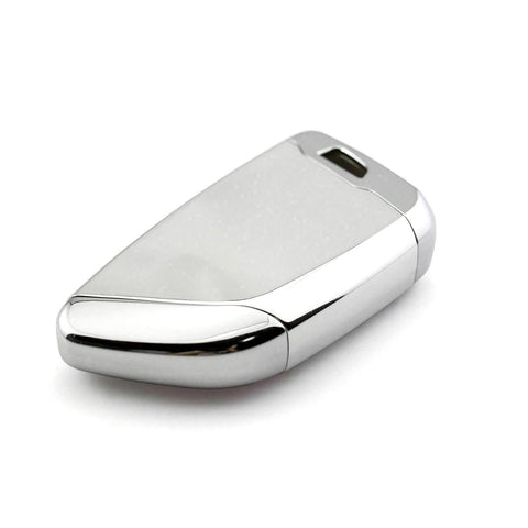 Silver TPU Remote Smart Key Fob Shell Holder w/ Keychain For BMW 2 3 5 6 7 Series