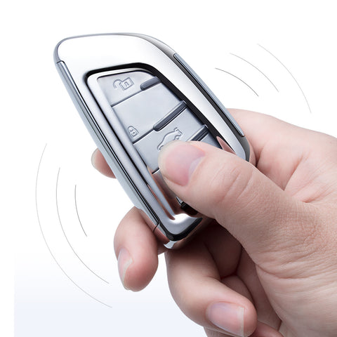 Silver TPU Remote Smart Key Fob Shell Holder w/ Keychain For BMW 2 3 5 6 7 Series