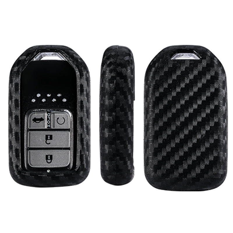 thumbnail image 2 of Carbon Fiber Metal Key Fob Chain Cover Case For Honda Accord Civic CRV - Black Zinc Alloy 2 of 5