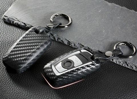 Carbon Fiber Style Soft Silicone Remote Smart Key Cover Case for BMW 1 3 4 5 6 7 X1 X3 Black