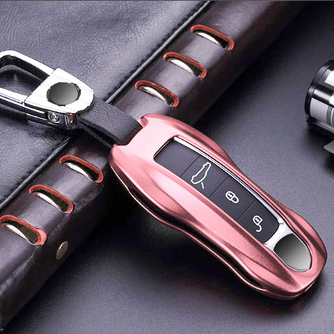 Pink Aluminum Alloy Smart Key Cover FOB For Porsche 2018+ Cayenne 2017+ Panamera