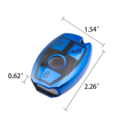 Blue TPU Full Protect Smart Key Cover Case w/Keychain For Mercedes A B C E S M CLS CLK