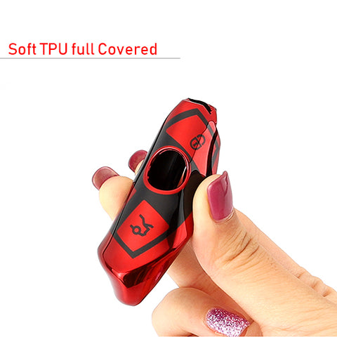 Red TPU Full Protect Smart Key Cover Case w/Keychain For Mercedes A B C E S M CLS CLK