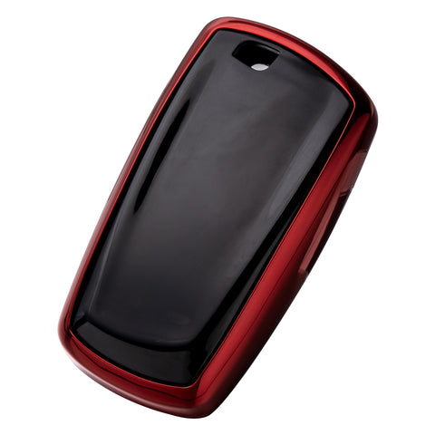 for BMW 1 2 3 4 5 6 7 Series X1 X3 X4 Key Fob Cover TPU Front+ABS Shell Back Case Key Protector, Glossy Blue / Red / Silver