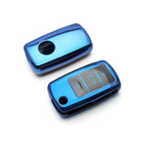 Blue Full Sealed TPU Remote Key Fob Cover Shell For Volkswagen Polo Golf Jetta
