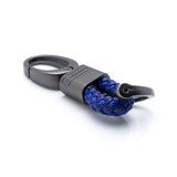 Blue Universal Braided Faux Genuine Leather Gun Metal Fob Remote Keychain Decal