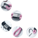 Pink Leather Braided Strap Gunmetal Fashion Smart Holder key Fob Keychain Ring