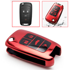 Red Remote Flip Key Fob Cover Holder For Chevy Camaro Colorado Cruze Aveo Cheyenne Caprice corvette 4-Button