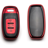 Xotic Tech Red TPU w/ Printed 3-Button Key Fob Shell Cover Case w/ Keychain, Compatible with Audi A4 A5 A6 A7 A8 Q5 Q8 R8 S4 S5 S6 S7 RS4 RS5 RS6 RS7 Smart Keyless Entry Key