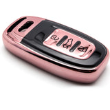 Xotic Tech Pink TPU w/ Printed 3-Button Key Fob Shell Cover Case w/ Keychain, Compatible with Audi A4 A5 A6 A7 A8 Q5 Q8 R8 S4 S5 S6 S7 RS4 RS5 RS6 RS7 Smart Keyless Entry Key