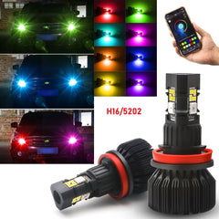 Set RGB Multi-Color Wireless Smart Phone Control H16 5202/ H10 9005/ H8 H11/ 9006 HB4 LED Bulb for Honda Nissan Ford DRL Fog Light High Beam
