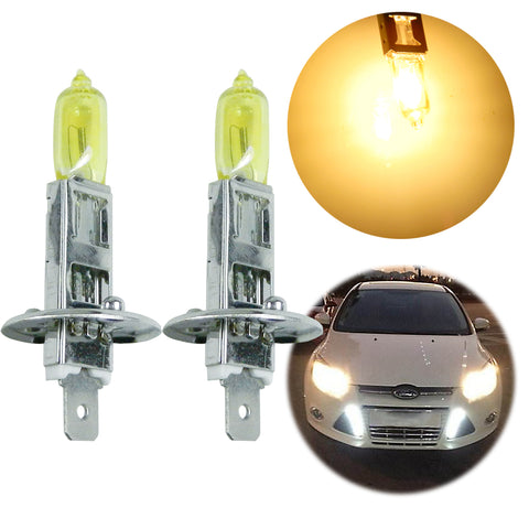 2x Pure Amber H1 55W Halogen Light Bulbs For Headlamp Direct Replace