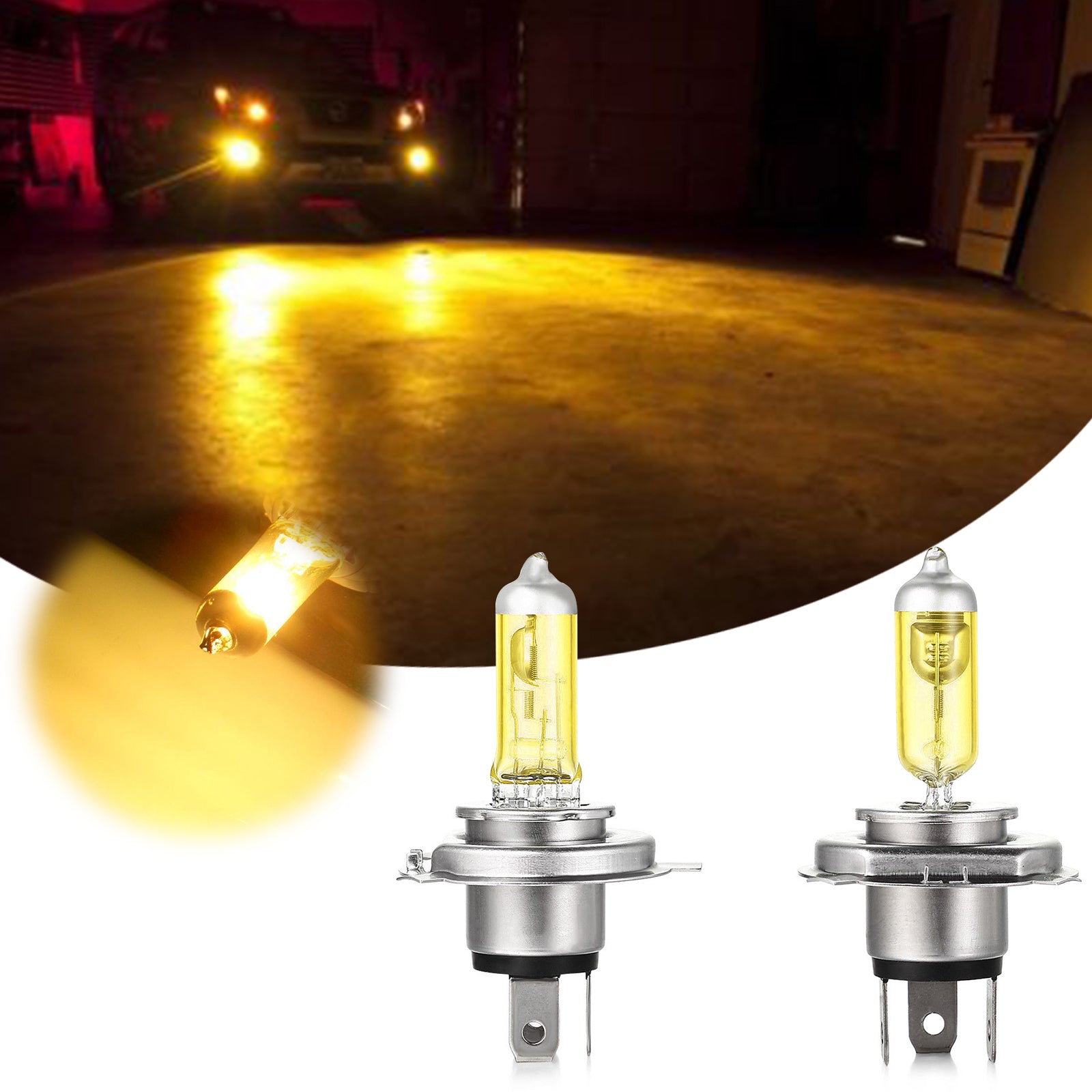 Golden Yellow 3000K H7 55W Conversion Kit Halogen Bulbs For
