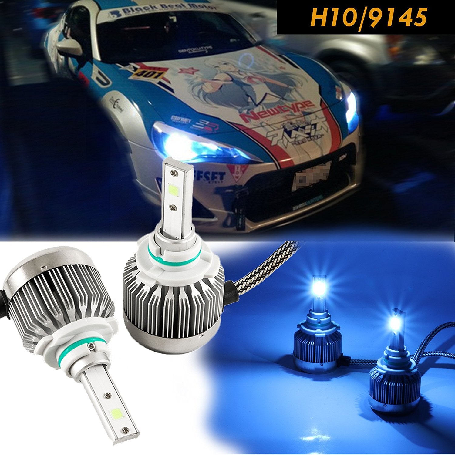 Xotic Tech H8 H9 H11 LED Headlight Bulbs, Ice Blue 8000K COB LED