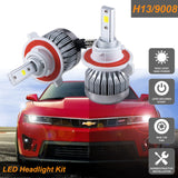H13 9008 COB LED Headlight Conversion Kit High/Low Beam 6000LM HID Xenon White